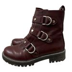 SO  Burgundy Red Buckle Moto Biker Boots 6.5 Photo 1