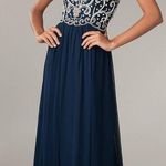 Sean Collection navy beaded strapless formal prom homecoming dress! Size 0! Photo 0