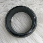 Vintage Green Stained Wood Striped Carved Bracelet Photo 2