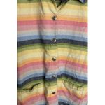 Alfred Dunner  Linen Cotton Jacket Size 14 Button Up Rainbow Pastel Silver Button Photo 2