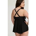 Torrid  Black Wireless Babydoll Tie-Front Tankini Size‎ Padded Bra Crossover 12 L Photo 1