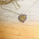 Sterling Silver Colored Cz Heart Necklace Purple Photo 3
