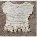 American Eagle  Outfitters Crochet Woven Tassel Fringe Boho Top Oatmeal S Photo 2