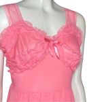 Vintage 70s Pink Coquette Chemise Slip Dress Nightgown. Small. Lace Ruffles Bow Photo 7
