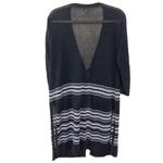 J.Jill Womens Size Small Blue Striped Linen Blend Cardigan Sweater Photo 2