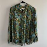 Loft  size medium green floral print long-sleeve button-down shirt Photo 1
