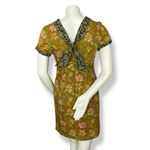 Batik Keris Dress Sheath Floral Unique Collar Cotton Women Size Medium Indonesia Brown Photo 11