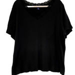 Karen Scott  Women’s Black Ribbed V-Neck Shirt Lace Neck 2X Photo 0