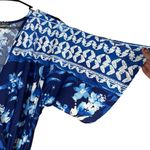 Venus Blue Floral Print Cold Shoulder V Neck Tie Waist Jumpsuit Large Photo 2