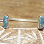 Kendra Scott NWT Mavis Silver Cuff Bracelet in Mint Kyocera Opal RARE Photo 0