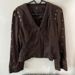 Laundry by Shelli Segal Women’s Laundry Shelli Segal Brown Lightweight Studded Cotton Jacket Blazer sz 0 Photo 0