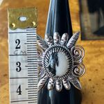 White Buffalo Turquoise Sterling Silver Feather Ring Size 8 Black Photo 6