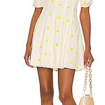 For Love & Lemons For Love & Dress Lemons Mini Polka Dot Dress Yellow and White XS NWT Photo 0