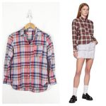 Isabel Marant Etoile Cotton Linen Plaid Buttondown Top Size 36 Flannel Check Photo 1