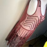 Free People Starry Night SHEER Dress Mesh Bead Round Neck Sleeveless wine Size M Photo 5