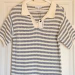 Miou Muse Striped Open Knit Midi Dress Collared Blue/White Size M NEW Blue Size M Photo 8
