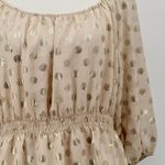 Francesca's New Anett Foil Polka Dot Top Metallic Glitter Peplum Elastic Waist Photo 1