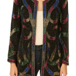 Scala Vintage  Beaded Sequin Blazer Jacket Embellished 100% Silk Multicolor 3X Photo 0