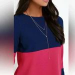 BB Dakota  Dirk Long Sleeve Color Block Shift Dress Plus Size 1X Navy & Red Berry Photo 0