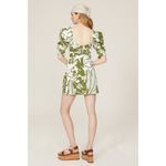 LA DOUBLEJ Green White Printed Puffed Sleeves Square Neckline Mini Dress Size L Size L Photo 1