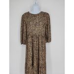 Pull & Bear Leopard Print Tiered Maxi Dress Women’s Size Small Black Photo 3