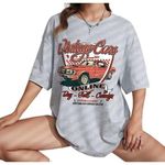 SheIn  Car & Letter Graphic Drop Shoulder Oversized Tee in Gray, Size L​​​​​ Photo 0