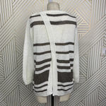 360‎ Sweater Jagger Sweater Stripe Crossback Knit Linen White Brown Size Medium Photo 6