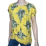 Bellambra Women’s Size M Yellow Blue Charcoal Tie Dye Linen Short Sleeve Top Size M Photo 1