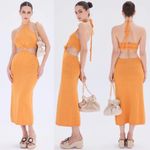 Cult Gaia Cameron cutout halter knit midi dress in marigold size L large Photo 19