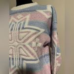 None EUC Vintage Pink & Blue Snowflake Pastel Sparkle Sweater size large Photo 2
