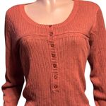 Pulp long sleeve henley cinnamon ribbed shirt top XL Orange Photo 3