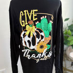 Girlie‎ Girl Originals XL Black Give Thanks Yall Long Sleeve Shirt Thanksgiving Photo 0