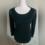 Sandro  emerald green w/leather 100% merino wool Crew Neck Sweater Photo 2