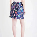 Ted Baker 
Dark Blue Soonah Folk Foliage‎ Pleat Mini Skirt size 3 Photo 2