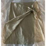 Antonio Melani Linen Blend Cream Knee Length Lined Half Wrap Skirt W/Bow Size 14 Photo 4