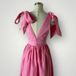 Alamour The Label Cellina Pink Maxi Dress Small Deep V Bow Strap Tiered‎ Photo 7