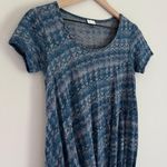 Poetry Linen Short Sleeve Scoop Neck Gathered Bottom Top in Blue Women’s Size 4 Photo 2