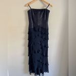 Tadashi Shoji Vintage  Tiered Satin Chiffon Gown Black Strapless Dress 90s Photo 2