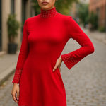International Concepts INC red studded body con long sleeve mock neck dress Photo 0