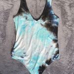 Socialite NWOT Tie Dye Bodysuit in Turquoise Black Tie Dye Photo 0