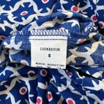 Royal Blue, Pink & White Tie Neck 3/4 Sleeve Lightweight Maxi Dress Blue Photo 6