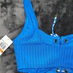 Michael Kors Solid Rib Lace-Up Bikini Top in Vintage Blue Photo 10