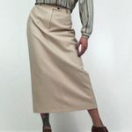 Vintage Deadstock Pure Wool Midi Skirt in Buff | Size M Tan Size M Photo 3