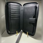 ALLSAINTS A Rare HTF Vintage All Saints Gunmetal Color Leather Zip Around Wristlet Wallet Photo 4