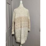 Joie  Beige Duster Knit Cardigan Open Front Longline Nordic Geometric Print Wool Photo 5