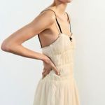 ZARA  cream ruffle coquette bow slip dress size XS Photo 7
