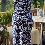 HOUSE of HARLOW 1960 Elegant Blue and White Satin printed Midi Dress Size XL Photo 0
