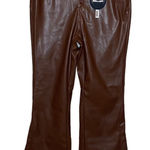 Dollhouse NWT Brown Vegan Leather Button Front High Rise Flare Pants Photo 0
