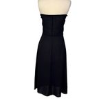 Emporio Armani Strapless Silk Black Midi Dress Textured Mesh Flowy Size Large Photo 7