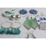 Teals The Deal 8pr Vintage/Now Teal/Blue/Green Dangle Drop Hook/Post Earrings Blue Photo 2